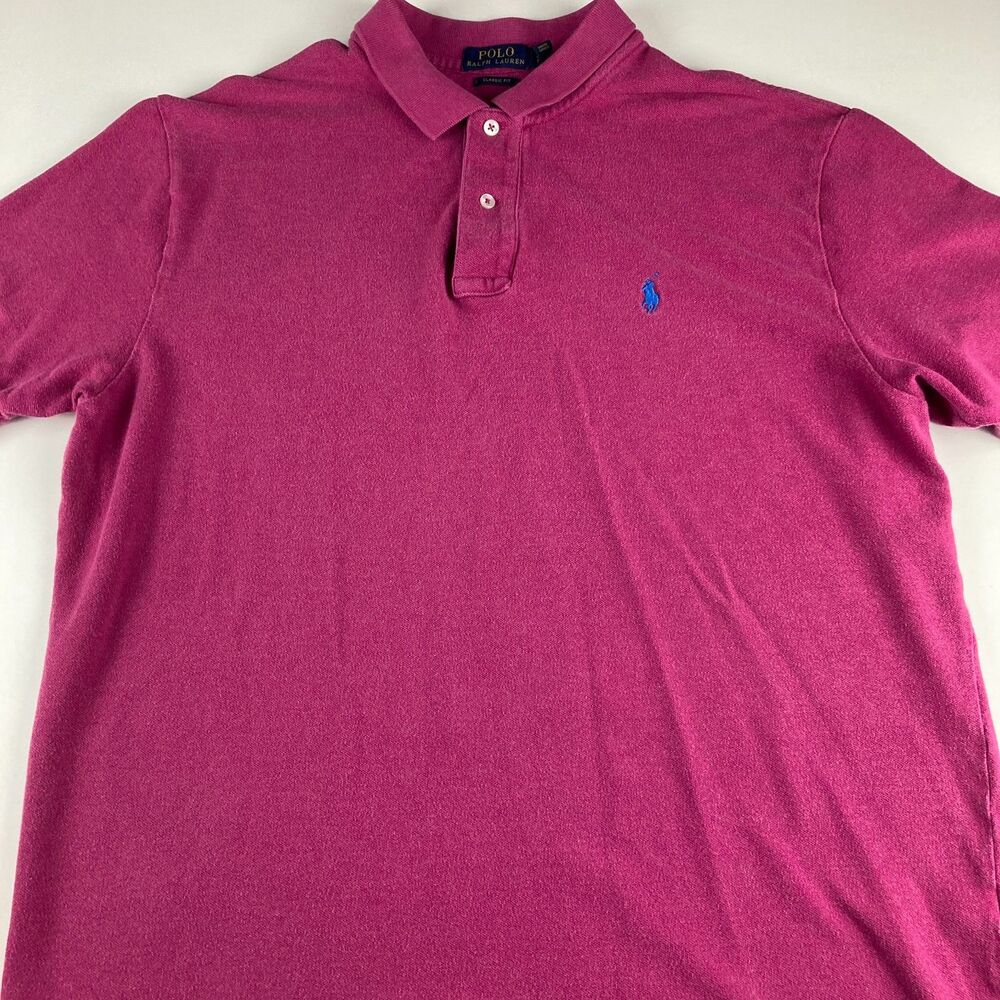 Polo Ralph Lauren Classic Fit XL Pink Cotton Mesh Pony Polo Shirt Men